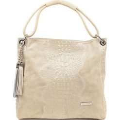 Torebki klasyczne damskie: Skórzana torebka w kolorze beżowym – (S)35 x (W)45 x (G)14 cm