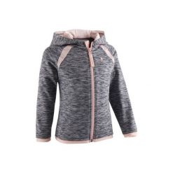 Bluza z kapturem na zamek Gym & Pilates S500 dla maluchów. Szare bluzy niemowlęce marki DOMYOS, z elastanu, z kapturem. Za 44,99 zł.