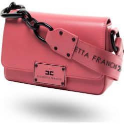 TOREBKA ELISABETTA FRANCHI. Różowe torebki worki damskie Elisabetta Franchi, w paski, z tkaniny, na ramię, z aplikacjami. Za 699,30 zł.