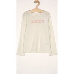 Roxy - Longsleeve dziecięcy 128-176 cm. Niebieskie bluzki dziewczęce Roxy, z aplikacjami, z bawełny, z okrągłym kołnierzem, z długim rękawem, długie, bez kaptura. W wyprzedaży za 69,90 zł.