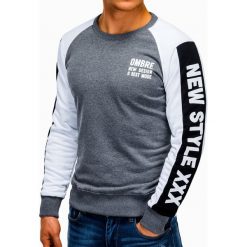 Bluza męska z nadrukiem B935 - szara. Szare bluzy męskie Ombre Clothing, s, z nadrukiem, z bawełny, klasyczne, z okrągłym kołnierzem, bez rękawów, bez kaptura. Za 49,00 zł.