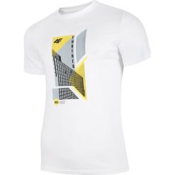 T-shirt męski TSM022 - biały. Białe koszulki męskie 4f, m, bez wzorów, z jersey, bez kołnierzyka, bez rękawów. Za 49,99 zł.