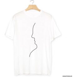 Bluzki, topy, tuniki: Twarze Faces Linie Lines T-Shirt Koszulka Biała