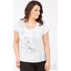 T-shirty damskie: T-shirt z połyskującym nadrukiem i napisami Plus