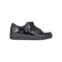 Rieker Buty Czarny female czarny 36. Czarne buty sportowe damskie Rieker, bez wzorów, z lakierowanej skóry, sportowe. Za 279,00 zł.