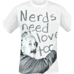T-shirty męskie: Albert Einstein Nerds Need Love Too T-Shirt biały