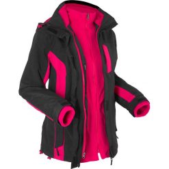 Kurtka outdoorowa 3 w 1 bonprix czarno-różowoczerwony. Różowe kurtki damskie marki bonprix, bez wzorów, z polaru, bez kaptura. Za 139,99 zł.