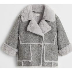Mango Kids - Kurtka dziecięca Mali 80-104 cm. Szare kurtki dziewczęce Mango Kids, bez wzorów, z poliesteru, krótkie, bez kaptura. Za 159,90 zł.