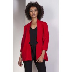 Czerwony Casualowy Luźny Żakiet bez Zapięcia. Czerwone marynarki damskie Molly.pl, s, bez wzorów, z jeansu. Za 154,90 zł.