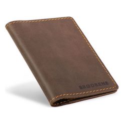 Portfele męskie: Skórzany portfel SLIM wallet BRODRENE ciemny brąz