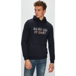 Napapijri - Bluza. Niebieskie bluzy męskie Napapijri, m, z nadrukiem, z elastanu, z kapturem, bez rękawów, z kapturem. W wyprzedaży za 319,90 zł.
