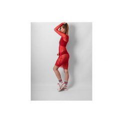 RED MESH DRESS. Czerwone sukienki damskie marki Rest_factory, s, z aplikacjami, z meshu, sportowe, bez kołnierzyka, z długim rękawem, długie, sportowe. Za 129,90 zł.