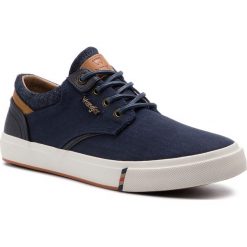Tenisówki WRANGLER - Icon Low WM91123A Navy 016. Niebieskie półbuty męskie Wrangler, na co dzień, bez wzorów, z gumy, bez zapięcia. Za 249,00 zł.