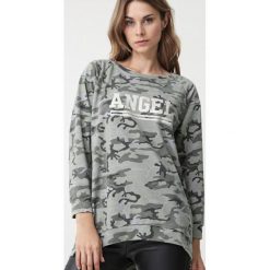 Zielona Bluza Ballard. Zielone bluzy damskie Born2be, na zimę, xxl, z napisami, z dzianiny, z długim rękawem, długie, bez kaptura. Za 69,99 zł.