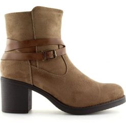 Botki na obcasie brązowe 1138 Khaki. Pomarańczowe botki damskie ButyModne, na jesień, ze skóry, bez obcasa, na obcasie, na zamek. Za 119,00 zł.