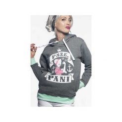 Bluza Grafitowa Psze. Pani. Szare bluzy damskie marki ŁAP NAS, s, z nadrukiem, z bawełny, bez rękawów, bez kaptura. Za 169,00 zł.