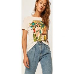 Answear - T-shirt. Białe bluzki damskie ANSWEAR, s, z aplikacjami, z bawełny, casualowe, z okrągłym kołnierzem. Za 49,90 zł.