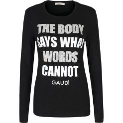 T-shirt Gaudi Jeans. Czarne bluzki damskie Gaudi, bez wzorów, z jeansu, z długim rękawem, długie, bez kaptura. Za 99,00 zł.
