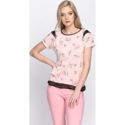 Bluzki damskie: Różowy T-shirt Suit & Tie