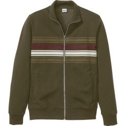 Bluza rozpinana bonprix ciemnooliwkowy. Zielone bluzy męskie bonprix, s, bez wzorów, ze stójką, bez rękawów, bez kaptura. Za 69,99 zł.