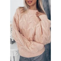 Sweter ZAMBA PUDRA. Różowe bluzy damskie Sweter ZAMBA PUDRA, uniwersalny, bez wzorów, bez rękawów, bez kaptura. W wyprzedaży za 69,00 zł.
