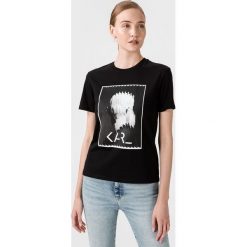Karl Lagerfeld Koszulka Czarny. Czarne koszulki damskie KARL LAGERFELD, m, z nadrukiem, z bawełny, bez kołnierzyka. Za 452,95 zł.
