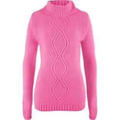 Sweter z warkoczem bonprix różowy flaming. Różowe swetry damskie bonprix, bez wzorów, bez rękawów, bez kaptura. Za 29,99 zł.