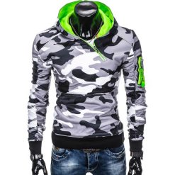 Bejsbolówki męskie: BLUZA MĘSKA Z KAPTUREM B745 – SZARA/MORO