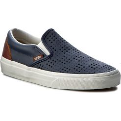 Tenisówki VANS - Classic Slip-On VN0A38F7MU3 (Leather Perf) Dress Blue. Niebieskie półbuty damskie marki Vans, na co dzień, bez wzorów, ze skóry, bez obcasa, bez zapięcia. W wyprzedaży za 229,00 zł.