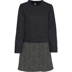 Bluza z wstawką w optyce spódnicy bonprix czarno-biały. Czarne bluzy damskie bonprix, bez wzorów, bez rękawów, bez kaptura. Za 42,99 zł.