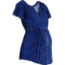 Bluzka ciążowa bonprix kobaltowo-biel wełny w groszki. Niebieskie bluzki ciążowe marki bonprix, w grochy, z materiału, moda ciążowa. Za 74,99 zł.