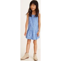 Mango Kids - Sukienka dziecięca Laia 110-152 cm. Niebieskie sukienki dziewczęce Mango Kids, bez wzorów, z bawełny, casualowe, bez rękawów, mini, rozkloszowane. Za 119,90 zł.