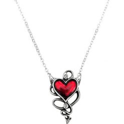 Naszyjniki damskie: Alchemy Gothic Devil Heart Naszyjnik srebrny
