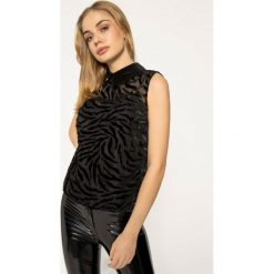 Bluzka Guess Dorés W01H91 WCM20. Czarne koszule damskie Guess, s, z aplikacjami, bez kołnierzyka, bez rękawów. W wyprzedaży za 279,00 zł.