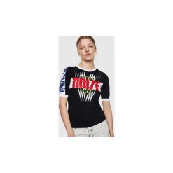 T-shirty z krótkim rękawem Diesel 00S35N 0NAVQ - T-HEIA. Czarne t-shirty damskie Diesel, s, bez wzorów, bez kołnierzyka. Za 410,45 zł.
