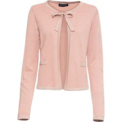 Sweter wiązany z lureksową nitką, długi rękaw bonprix stary jasnoróżowy. Różowe swetry damskie bonprix, bez wzorów, eleganckie, z długim rękawem, długie, bez kaptura. Za 79,99 zł.