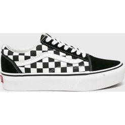 Vans - Tenisówki. Czarne trampki i tenisówki damskie Vans, bez wzorów, ze skóry, na sznurówki. W wyprzedaży za 239,90 zł.