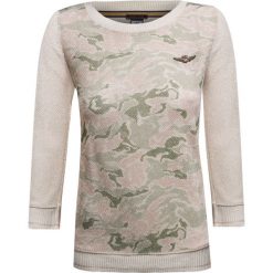 Sweter AERONAUTICA MILITARE Beżowy|Print|Złoty. Brązowe swetry klasyczne damskie marki Aeronautica Militare, z aplikacjami, z dzianiny. Za 462,00 zł.