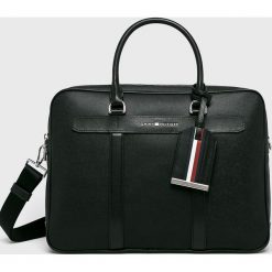 Tommy Hilfiger - Torba. Czarne torby na laptopa marki TOMMY HILFIGER, w paski, ze skóry. Za 1199,00 zł.