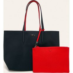 Lacoste - Torebka dwustronna. Niebieskie torby damskie na zakupy Lacoste, bez wzorów, ze skóry ekologicznej, duże, bez dodatków. W wyprzedaży za 399,90 zł.