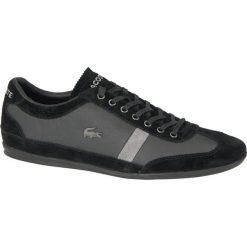 Lacoste Misano 22 LCR SRM2146024 39,5 Czarne. Czarne buty sportowe męskie Lacoste, ze skóry, bez zapięcia. W wyprzedaży za 399,99 zł.