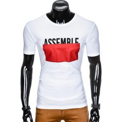 T-shirty męskie: T-SHIRT MĘSKI Z NADRUKIEM S924 – BIAŁY