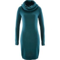 Sukienka dzianinowa z golfem bonprix niebieskozielony. Niebieskie sukienki dzianinowe bonprix, z golfem. Za 74,99 zł.