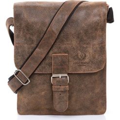 Męska Duża torba skórzana Vintage raportówka na ramię Jasny brąz. Torby męskie skórzane Paolo Peruzzi, w paski, ze skóry, klasyczne, na ramię, duże. Za 279,90 zł.