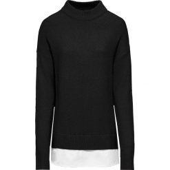 Sweter 2 w 1 bonprix czarno-biały. Czarne swetry damskie marki bonprix, bez wzorów, z dzianiny, bez rękawów, bez kaptura. Za 99,99 zł.