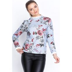 Niebiesko-Czerwona Bluzka Flowery. Czerwone bluzki asymetryczne Born2be, s, z długim rękawem. Za 59,99 zł.