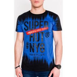 T-shirt męski z nadrukiem S1066 - niebieski. Niebieskie t-shirty męskie Ombre Clothing, s, z nadrukiem, z bawełny, bez kołnierzyka. Za 13,99 zł.