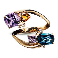 PROMOCJA Złoty Pierścionek - złoto 750, Brylant 0,17ct,pomarańczowy szafir. Żółte pierścionki damskie W.KRUK, z szafirem, złote. W wyprzedaży za 10073,00 zł.