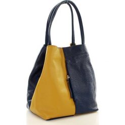 Torebki klasyczne damskie: Torebka skórzana italian bag MAZZINI CLARA – żółty z granatem