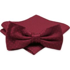 Bordowa Męska Mucha - ALTIES - Motyw Geometryczny, w Kwadraty MUALTS0310. Czerwone muszki męskie Alties, na imprezę, w paski, eleganckie. Za 40,00 zł.